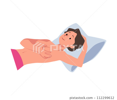 Lying down breast self-exam routine vector illustration 112299612
