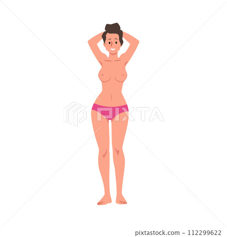 Breast health self-exam posture vector illustration Breast health self-exam posture vector illustration 112299622