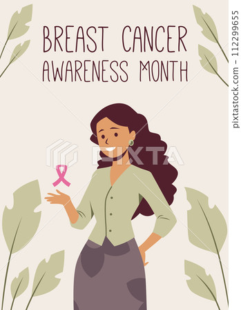 Breast Cancer Awareness confident woman vector illustration Breast Cancer Awareness confident woman vector illustration 112299655