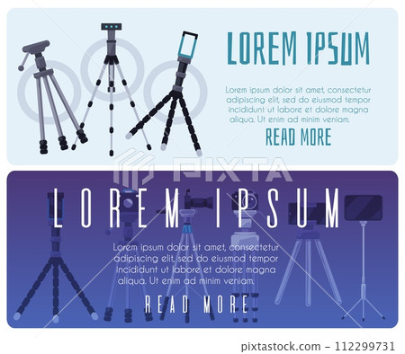 Photography tripods banner set vector illustration 112299731