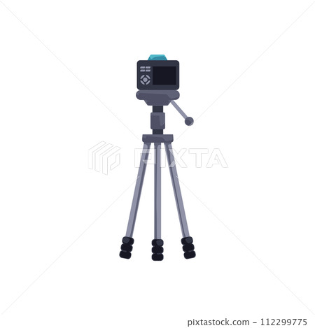 Camera on tripod with articulated arm vector illustration 112299775