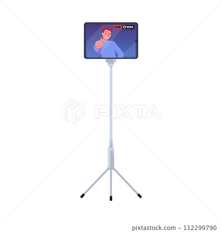 Live streaming smartphone on tripod vector illustration Live streaming smartphone on tripod vector illustration 112299790