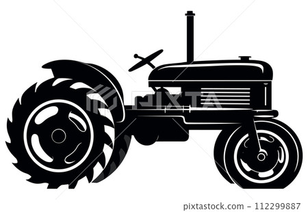 Steampunk Tractor Silhouette, Tractors Vector Silhouette,Tractor Silhouettes Modern and Antique, 112299887