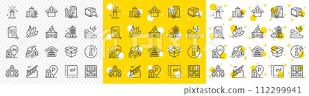 Outline Petrol station, Car charging and Search package line icons pack for web with Send box, Fuel price, Inspect line icon. Open box, Power info, Square meter pictogram icon. Vector Outline Petrol station, Car charging and Search package line icons pack for web with Send box, Fuel price, Inspect line icon. Open box, Power info, Square meter pictogram icon. Vector 112299941