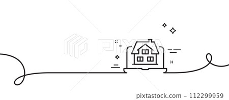 Realtor line icon. Continuous one line with curl. Real estate agent sign. Property agency symbol. Realtor single outline ribbon. Loop curve pattern. Vector 112299959