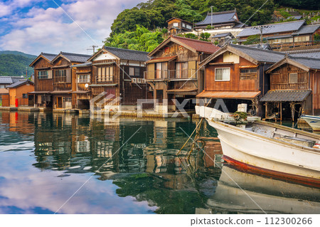 Kyoto, Japan with Funaya boathouses on Ine Bay 112300266