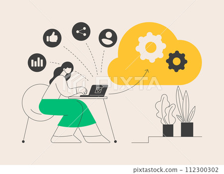 Cloud based engine abstract concept vector illustration. 112300302