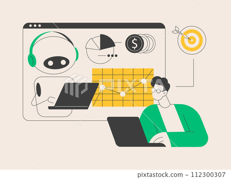 AI-powered marketing tools abstract concept vector illustration. 112300307
