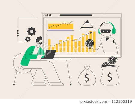 Artificial intelligence in financing abstract concept vector illustration. Artificial intelligence in financing abstract concept vector illustration. 112300319