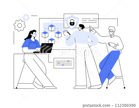 Blockchain cybersecurity isolated cartoon vector illustrations. Blockchain cybersecurity isolated cartoon vector illustrations. 112300390