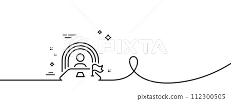 Lgbt line icon. Continuous one line with curl. Pride flag with rainbow sign. Job review symbol. Lgbt single outline ribbon. Loop curve pattern. Vector Lgbt line icon. Continuous one line with curl. Pride flag with rainbow sign. Job review symbol. Lgbt single outline ribbon. Loop curve pattern. Vector 112300505
