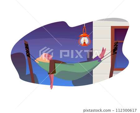 Home night relaxation vector scene 112300617
