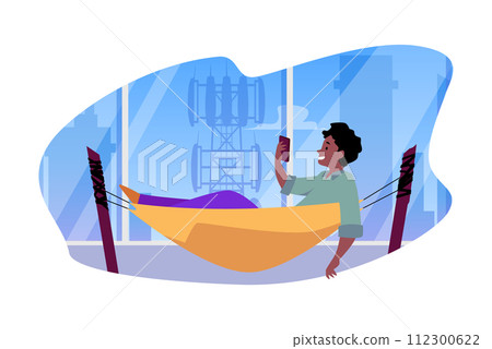 Urban hammock relaxation vector scene Urban hammock relaxation vector scene 112300622