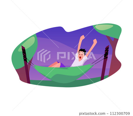 Joyful relaxation in nature's hammock vector illustration 112300709