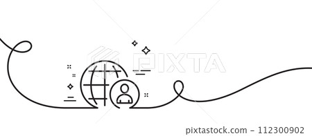 International business recruitment line icon. Continuous one line with curl. Global human resources sign. International recruitment single outline ribbon. Loop curve pattern. Vector International business recruitment line icon. Continuous one line with curl. Global human resources sign. International recruitment single outline ribbon. Loop curve pattern. Vector 112300902
