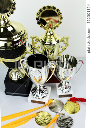 cups and medals for awarding the winners. Sports, competitions. cups and medals for awarding the winners. Sports, competitions. 112301124
