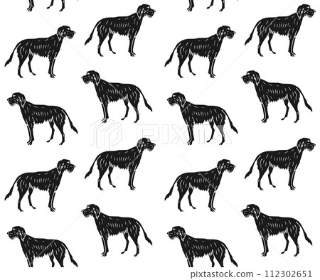 Vector seamless pattern of hand draw wolfhound dog 112302651