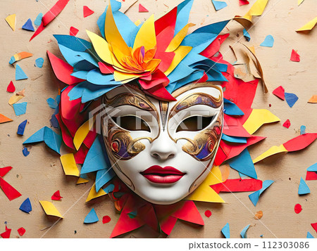 Carnival mask. Bright festive attire. Carnival mask. Bright festive attire. 112303086
