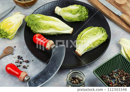 Group of Romaine lettuce hearts Group of Romaine lettuce hearts 112303346