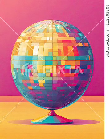Illustration of colorful disco ball. Illustration of colorful disco ball. 112303509