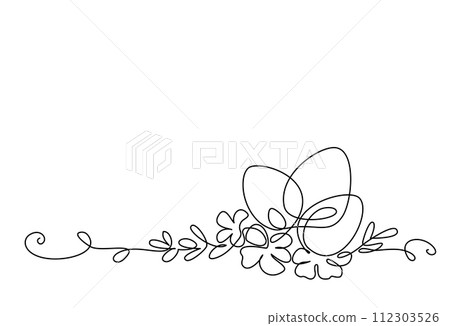 Easter decoration. Holiday eggs with flowers and plant branches. Easter decoration. Holiday eggs with flowers and plant branches. 112303526