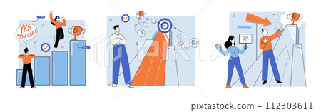 Startup business vector illustration. The use technology can revolutionize planning and execution startup business strategies Investment in research and analysis provides startups with competitive 112303611