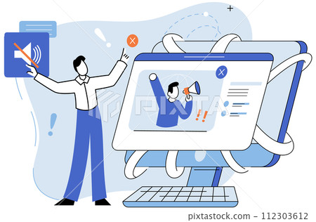 Online advertising vector illustration. Effective presentation online advertising content enhances its appeal and drives conversions Promotion is key element online advertising, creating awareness 112303612