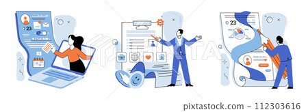 Personal profile. Vector illustration. Social media platforms offer options for users to create and manage personal profiles Privacy settings allow individuals to control visibility their personal 112303616