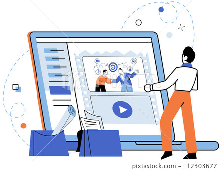 Online advertising vector illustration. Promotion is key element online advertising, creating awareness and driving traffic Online advertising has revolutionized way businesses promote their products 112303677