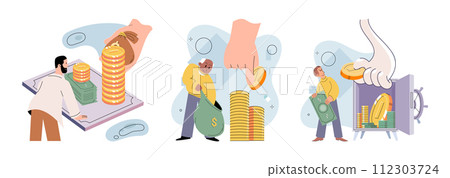 Public finance vector illustration. Prudent fund management is crucial in supporting public finance operations Streamlined payment systems are essential for public finance transactions Strategic 112303724