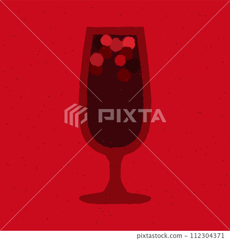 Dark red cocktail with berries. Mulled wine in stemware glass. Hot grape juice 112304371