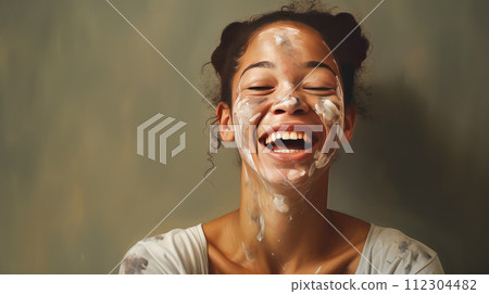 Portrait of happy laughing girl smiling 112304482