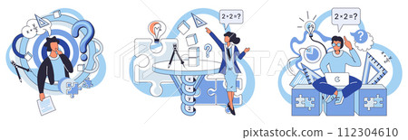 Mathematics vector illustration. The mathematical mind is powerhouse intelligence, seamlessly navigating through complex algorithms Learning art calculation in math is journey toward mastering 112304610
