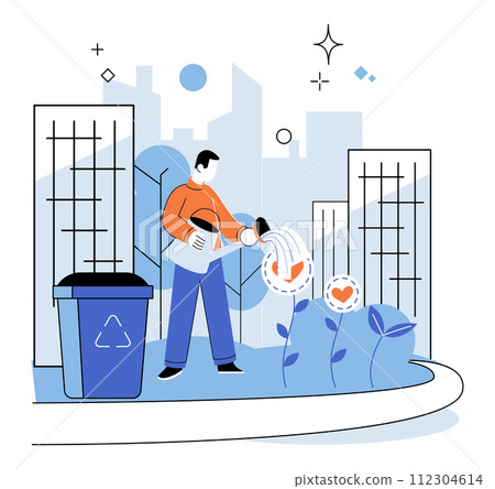 Clean city. Vector illustration. The integration of nature intocityscape enhancesquality of life and fosters deeper connection between residents andenvironment Ecology andprinciples of sustainable 112304614