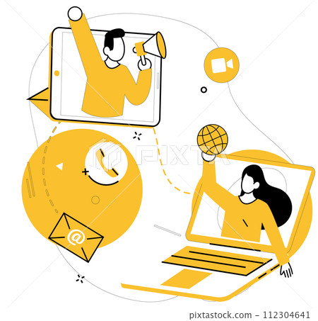 Team communication vector illustration. Embrace power teamwork, where communication fuels strategic solutions for team Corporate synergy thrives when professionals collaborate, turning ideas 112304641