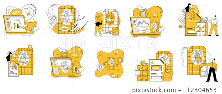 Data storage vector illustration. The data storage metaphor reflects meticulous organization digital archives In vast expanse cyberspace, tech prowess is measured by data storage efficiency Data storage vector illustration. The data storage metaphor reflects meticulous organization digital archives In vast expanse cyberspace, tech prowess is measured by data storage efficiency 112304653