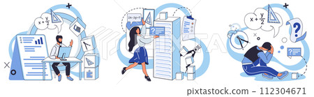 Mathematics vector illustration. Mathematical research explores uncharted territories numeric realms, unraveling hidden patterns In world math, every equation is puzzle waiting to be solved 112304671