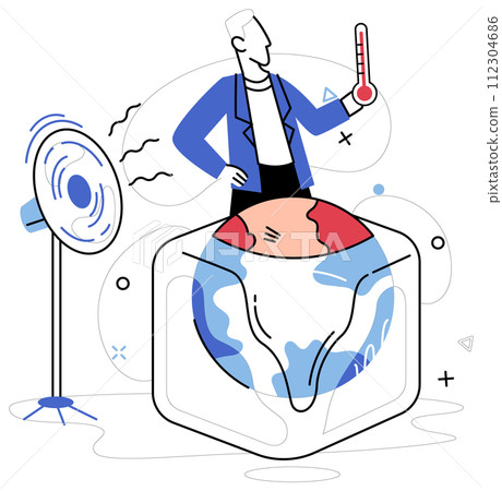 Hot climate vector illustration. The warming atmosphere narrates story environmental imbalance a tale hot climate challenge High temperatures worldwide paint vivid picture pervasive issue 112304686