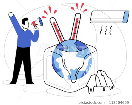 Hot climate vector illustration. The ambient warmth underscores ecological challenge a pervasive issue hot climate Ecosystems grapple with repercussions global warming, manifesting as critical hot 112304699