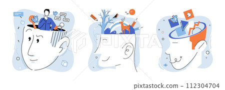 Positive thinking. Vector illustration. Developing positive mindset requires consistent practice Positive thoughts can have profound impact on our emotional well-being Embracing positivity empowers 112304704