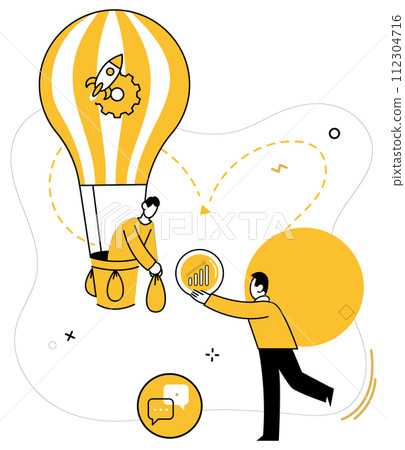 Team communication vector illustration. Team communication metaphorically creates bridges, connecting minds for shared success Together, team sails towards success, fueled by power team collaboration 112304716