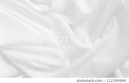 Soft focus white smooth ripple linen fabric on detail texture background Soft focus white smooth ripple linen fabric on detail texture background 112304946