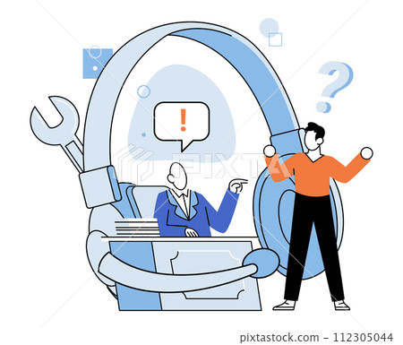 Support service. Vector illustration. Generating detailed report helps in analyzing support service performance Information is readily available on internet to support business operations 112305044