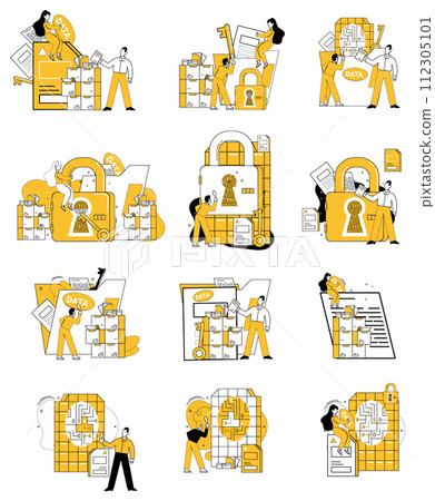 Data security vector illustration. Cyber threats are repelled by fortress walls robust data security Data security is silent protector sensitive business information Data protection is insurance Data security vector illustration. Cyber threats are repelled by fortress walls robust data security Data security is silent protector sensitive business information Data protection is insurance 112305101