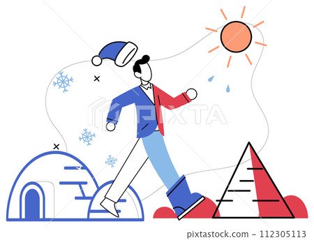 Climate warming vector illustration. Carbon dioxide emissions cast pall over atmosphere, staining purity environmental ecology The dance nature is disrupted as climate warming and pollution conspire Climate warming vector illustration. Carbon dioxide emissions cast pall over atmosphere, staining purity environmental ecology The dance nature is disrupted as climate warming and pollution conspire 112305113