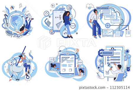 Project management vector illustration. Ideas generated through brainstorming contribute to innovative project concepts The process managing projects involves constant analysis and improvement Project management vector illustration. Ideas generated through brainstorming contribute to innovative project concepts The process managing projects involves constant analysis and improvement 112305114