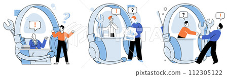 Support service. Vector illustration. Technological advancements enhance support service capabilities The internet is valuable source information for support services Effective communication 112305122