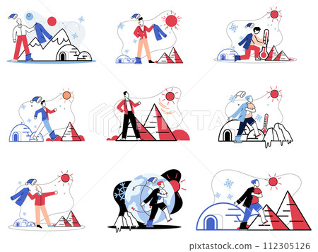 Climate warming vector illustration. The atmosphere, silent witness, bears weight environmental issues and climate change narrative Natures canvas is marred by brushstrokes environmental damage 112305126