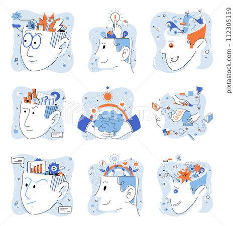 Positive thinking. Vector illustration. Positive thinking leads to brighter outlook on life The power positive thinking can transform your mindset Positive thoughts have profound impact 112305159