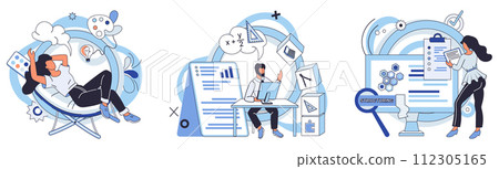 Project management vector illustration. Technology advancements contribute to success project management processes Strategic planning is essential for successful management any project Project management vector illustration. Technology advancements contribute to success project management processes Strategic planning is essential for successful management any project 112305165